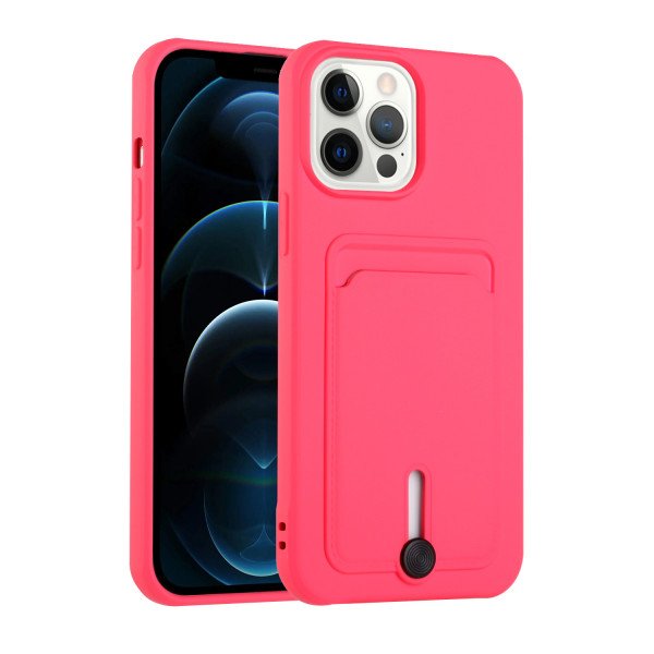 Wholesale Card Slot Armor Hybrid Case for Apple iPhone 13 Pro [6.1] (Pink)
